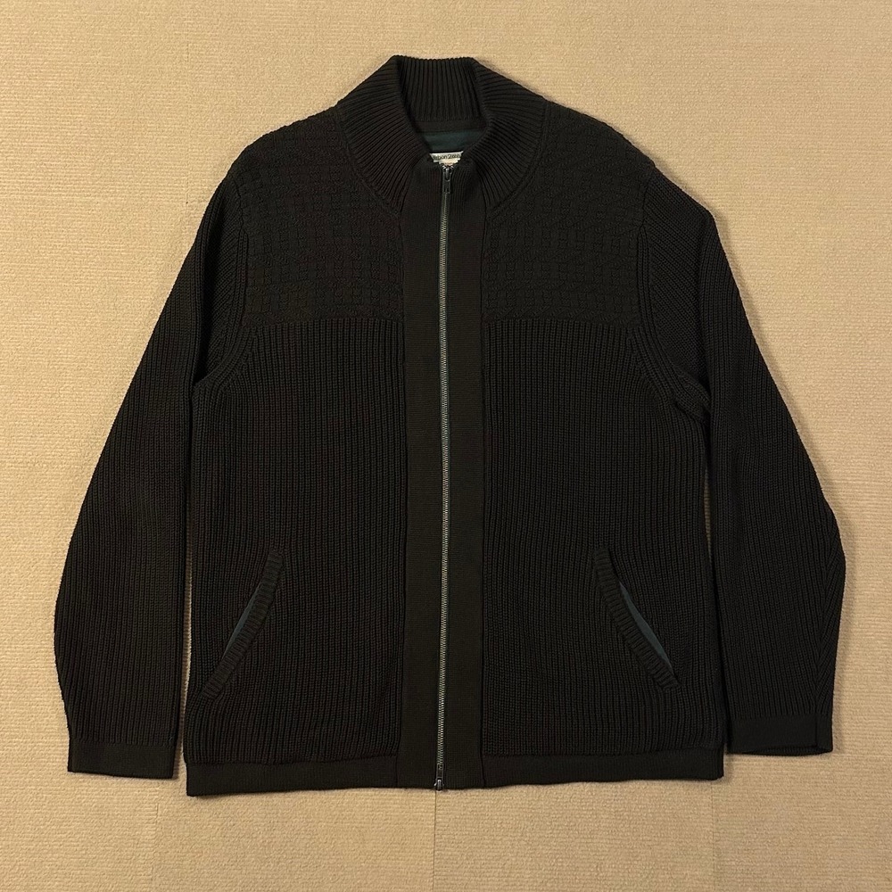 Carbon 2 Cobalt Full Zip Cardigan Men XL Brown Cotton Cashmere Mixed Knit
